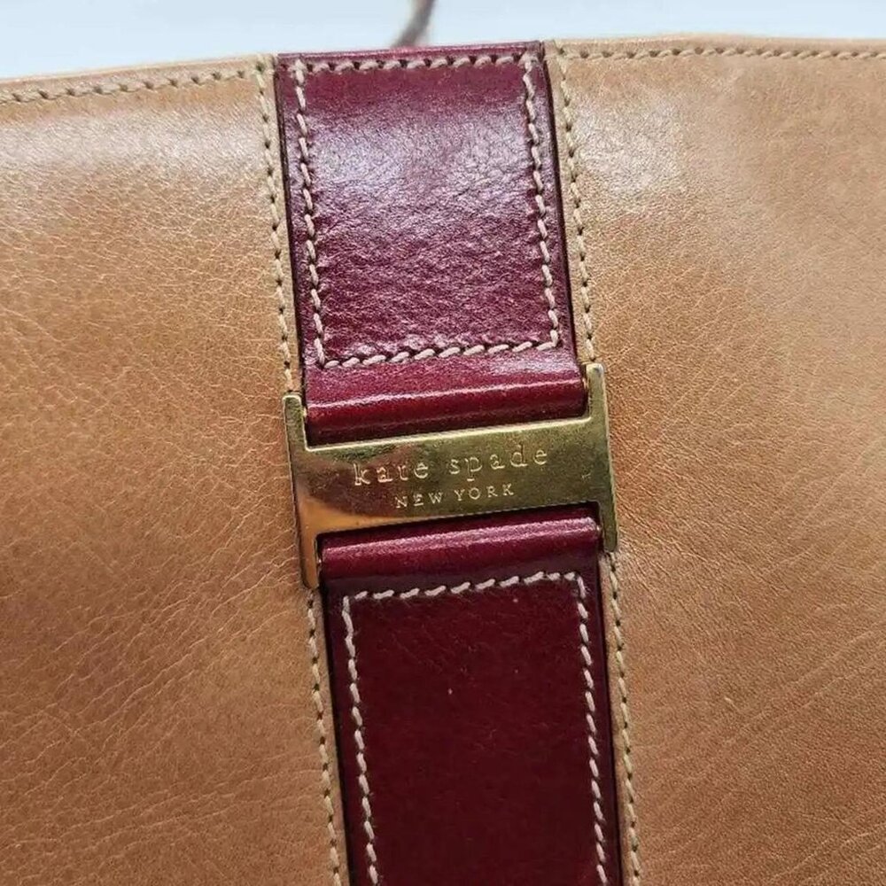 Vintage 90s Kate Spade New York Caramel Brown/Tan Leather Shoulder Bag! - Picture 3 of 8